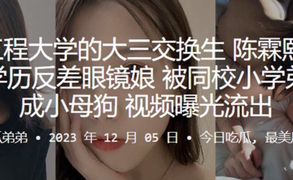 武汉工程大学的大三交换生陈霖熙又一个高学历反差眼镜娘被同校小学弟调教成小母狗视频曝光流出