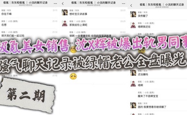 极氪美女销售 沈X辉被爆出轨男同事，骚气聊天记录被绿帽老公全盘曝光！
