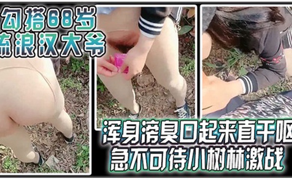 【勾搭68岁流浪汉大爷】 浑身嗙臭口起来直干呕 急不可待小树林激战 太久没做大爷很快就射了